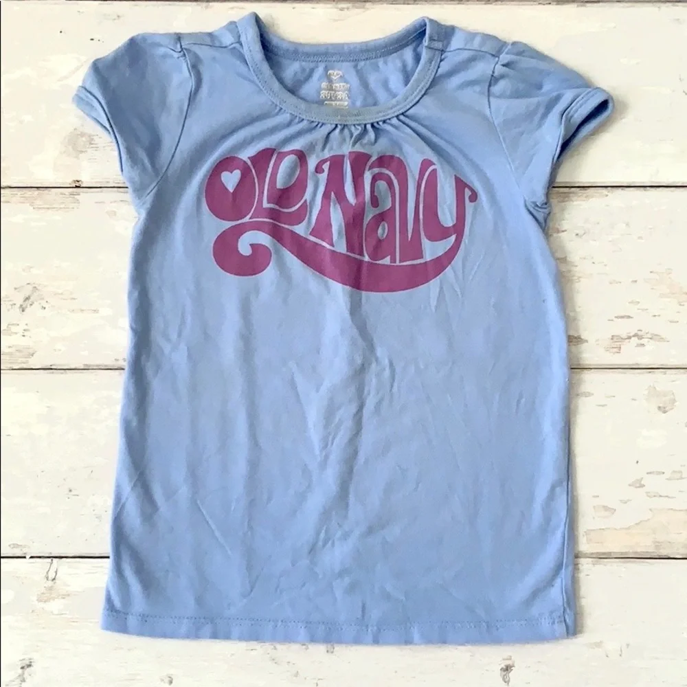 Old Navy Girls 3T Shirt Short Sleeve Blue Purple Kids Toddler Top Periwinkle